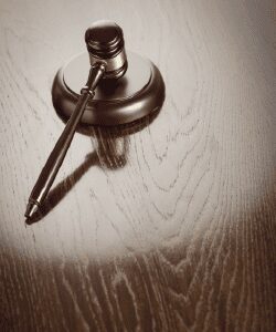 Marteau de la justice symbolisant la réglementation en matière de dératisation et désinsectisation.