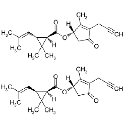 Formule chimique de la pralléthrine, un insecticide puissant pour éloigner les moustiques.